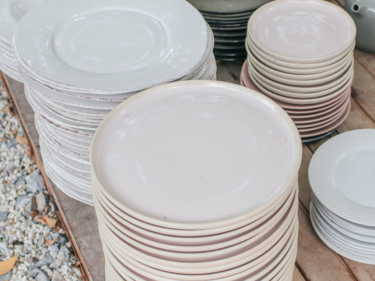plates stacked on a table
