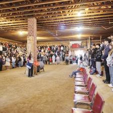 Longhouse filled with people attending the Role Model Honouring Ceremony